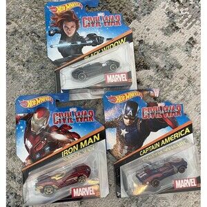 Hot wheels Captain America Civil War Iron Man Black Widow NEW